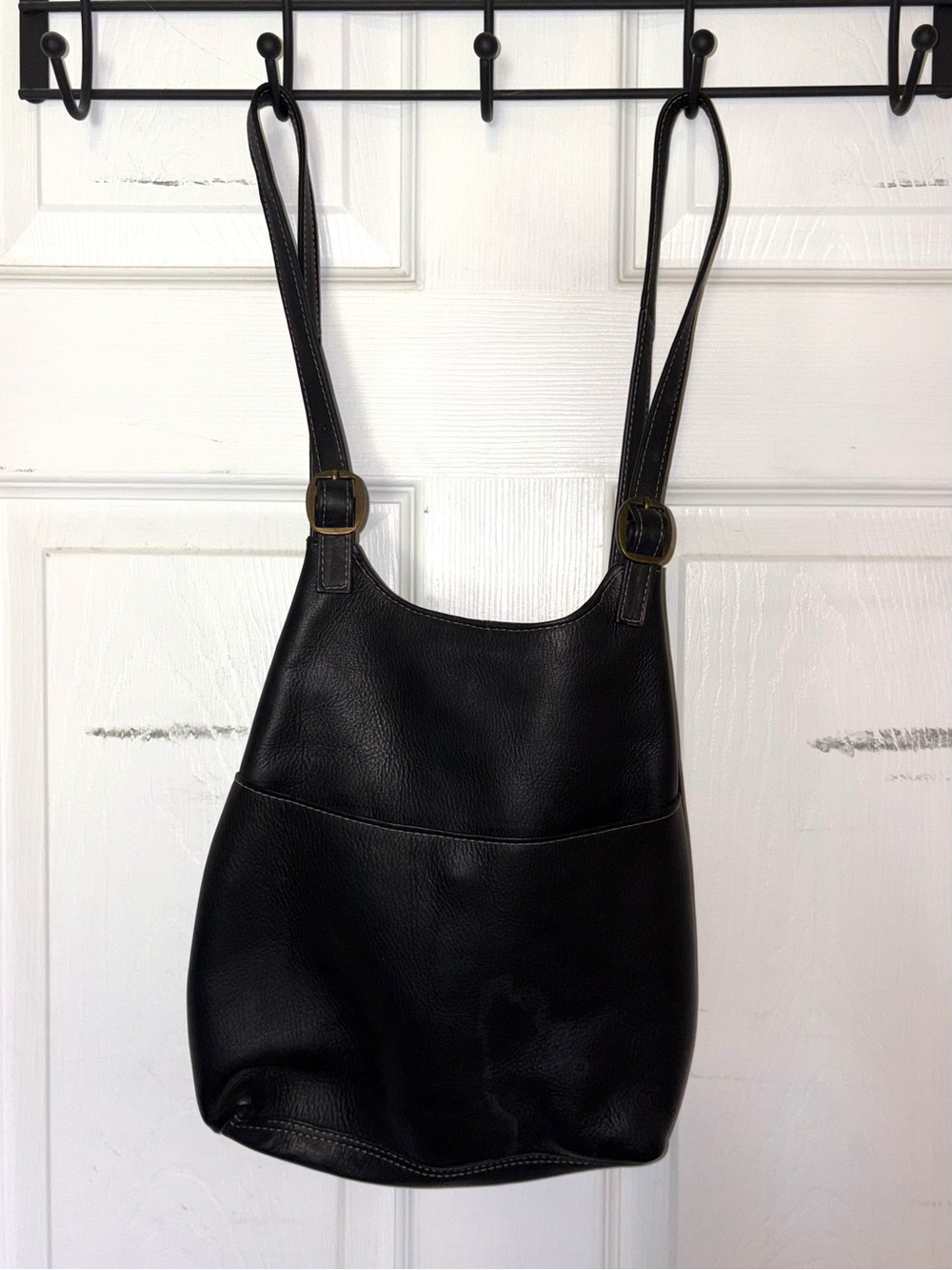 NWT Leather Slim Backpack Le Donne Black